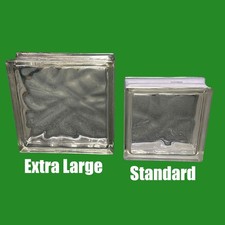 Used Extra Large Wavy Glass Brick/Block Architectural Square 240mm² (9.5")x 80mm