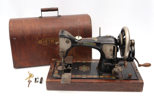 Antique hexagon sewing machine - hexagon,