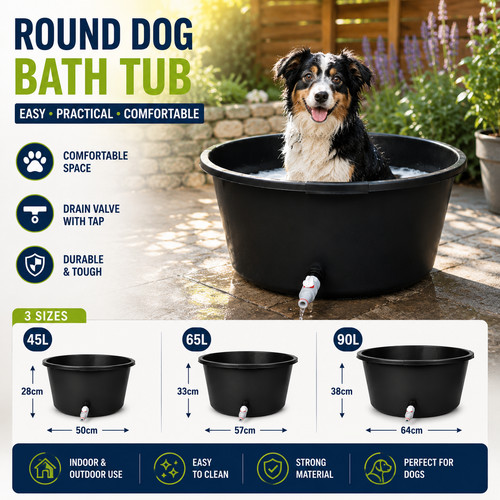 Round dog washing tub - washing, with
