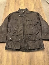 Barbour Bushman Leather Jacket Men’s, Size Meadium, Large Fitting, Brown.