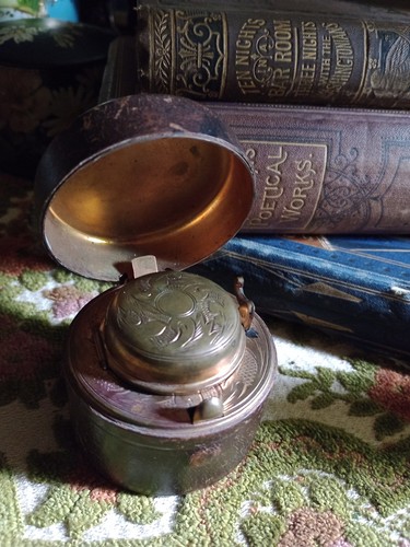 Antique travel inkwell - inkwell,, glass