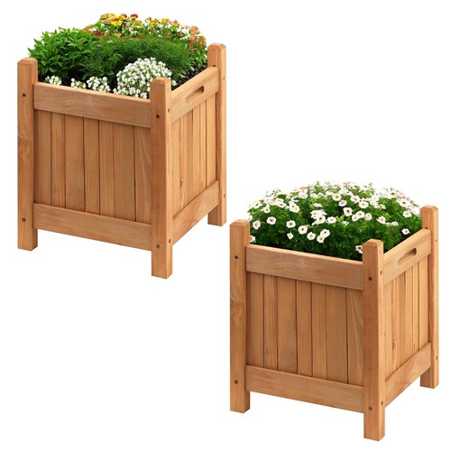 Square wooden planter - set, of