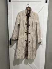 Vakko Cream Quilted Long Coat