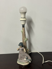 Beautiful Vintage Nao by Lladro Porcelain Table Lamp - Young Girl With Puppy
