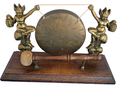 Vintage brass gong with - vintage,