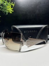 Bvlgari 651B 945/13 Shield Sunglasses Brown Swarovski Crystals Case
