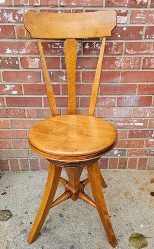 Antique oak organ piano stool - piano,