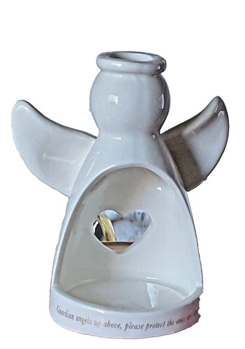 White ceramic angel candle - ceramic,