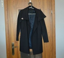 ZARA Navy Blue Studded Applique Sleeve Winter Coat Jacket blogers sold rare XS