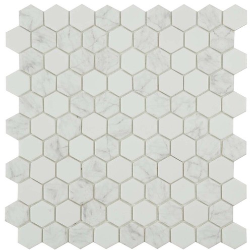 White hexagon mosaic tile - hexagon,
