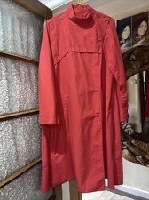 Zara Basic Outerwear Orange Red Mac Trench Coat Press Stud Detailing Size M/ L