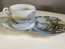 Vintage Japanese Tea cup andsnack tray.  Egg Shell China Porcelain delicate