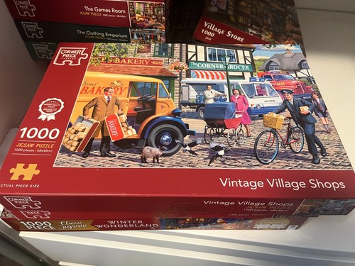 Vintage village shops jigsaw - shops,