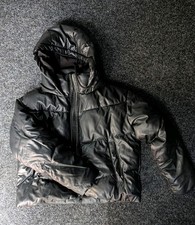 Zara Black Shiny Quilted Padded Long Sleeve Jacket Sizes M