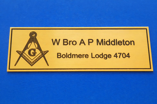 Freemason brass name plate - brass,