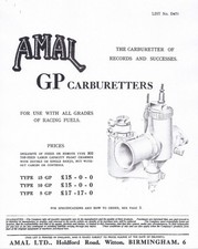 Amal GP Types 1&2, 5 10 15GP carburetor parts list and tuning 29 pages of COPIES