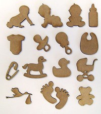 MDF Wooden Baby laser cut out shapes, craft making, decoration, embellishment
