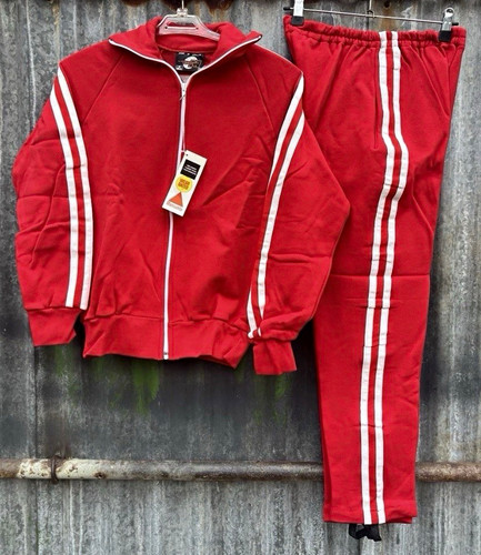 Tracksuit red striped full zip - tracksuit,