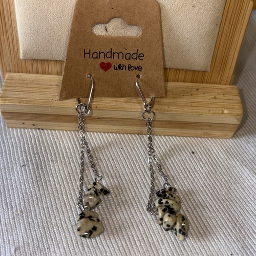 Dalmation jasper dangle drop - dalmation,