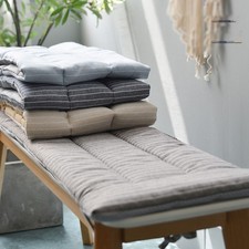 Thickened Flax Stripe Long Bench Cushion Mat Stool Seat Pat Non-slip Universal