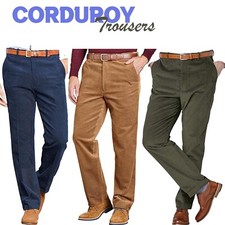 Mens Corduroy Trousers Business Casual Formal Bottoms Smart Big Size Cord Pants