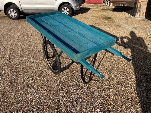 Wooden blue hand cart - wooden,