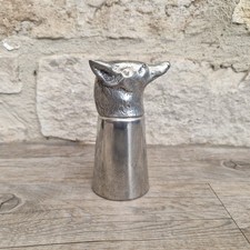 Vintage English Sheffield Pewter Silver Plated Fox Head Hunting Stirrup Cup