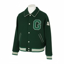 GANT Wool Varsity Men Jacket L Forest Green Snap Buttons Spread Lined RRP475 *