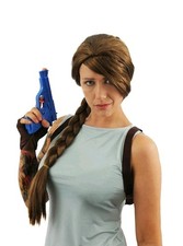 Long Brown Croft Temple Raider Tomb Hunter Lara Fancy Dress Plait Plaited Wig