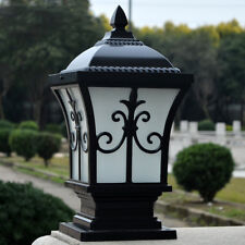 Modern Pillar Lights Outdoor Garden Black Post Lamp Glass Gate Post Lighting
