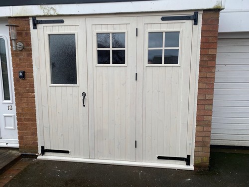 Wooden side hinged garage - side,