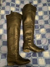 Faith black leather over knee