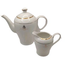 A White & Gold Commemorative Queen Elizabeth II Golden Jubilee Tea Pot Milk Jug