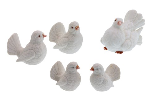 Ceramic fantail doves family - ceramic,
