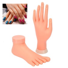 Fake Foot Hand Model 7.7*3.3*2.36in Foot 9.6*2.36in Hand Nail Art Training Tool