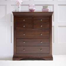French Hardwood Mahogany Stained Tall 4 over 3 Drawer Chest - 7 Drawers - HW08