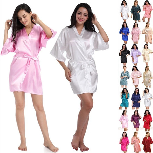 Plain satin silk robe - uk,