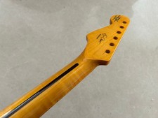 DIY 21 Fret 25.5inch Flame Maple Electric Guitar Neck parts Yellow Gloss