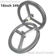 16inch 349 Carbon Road Bike Wheelset 3 Spoke Width 25mm Depth 40mm Tubeless