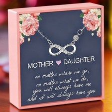Mother Daughter Necklace Gifts,925 Sterling Silver Eternity Pendant Xmas Gift UK