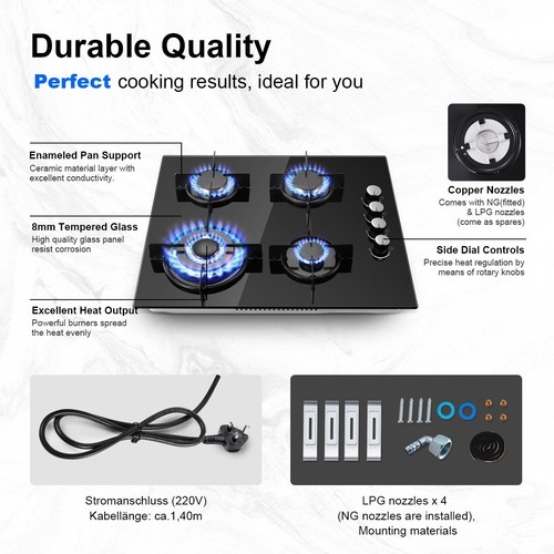 Burner gas hob 60cm lpg - gas, ng/lpg