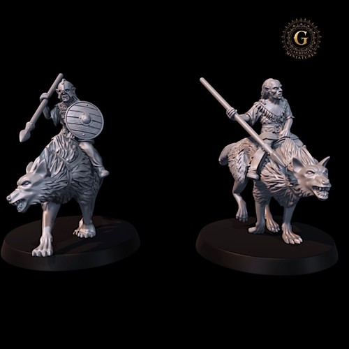 Orc wolf riders with - orc, spears