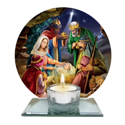 Glass nativity christmas tea - christmas,
