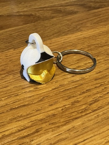 Fireman helmet keychain white - keychain,