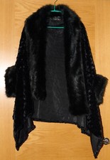 R&J Black Fake Fur Cape/Wrap with Armholes - OSFA