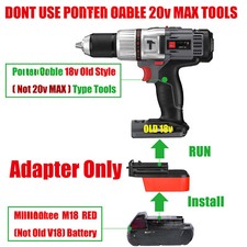 1x Adapter Fits Milwaukee M18 Li-Ion Batteries To for Porter Cable 18v Old Tool