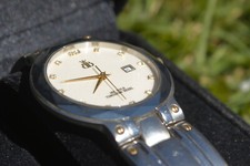 Boxed Brooks & Bentley Mens "Presidents Watch" 18k/18 Carat Gold, Diamond Bezel