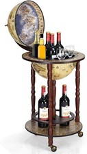Vintage Globe Bar Drinks Cabinet on Wheels Wine Storage Table Mini Bar