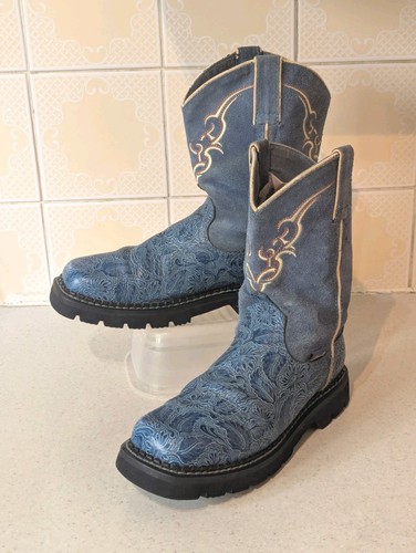 Justin gypsy boots blue tooled - gypsy,