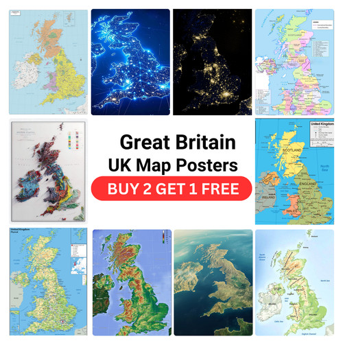 Great britain map posters - great,